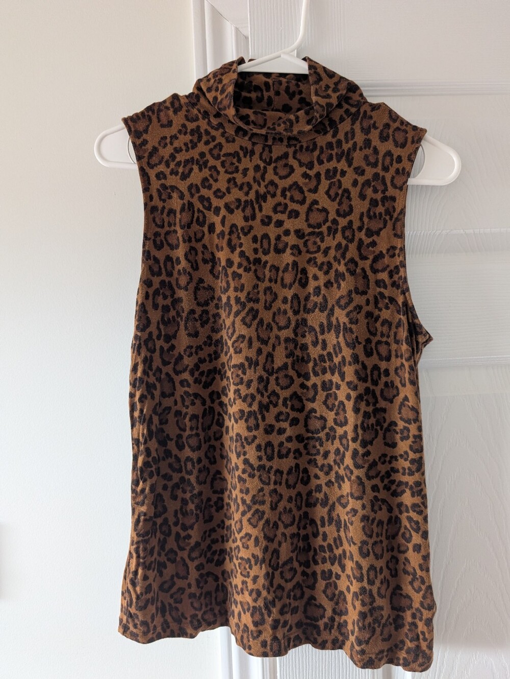 Ralph Lauren Brown and Black Leopard Print Mock Neck Tank